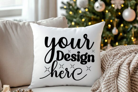 Christmas Pillow Mockup 20: A Festive Graphic Design Asset for Handmade Creators