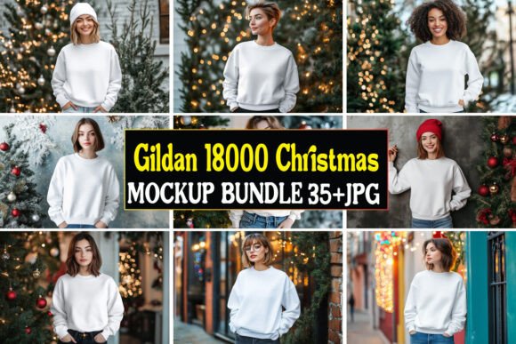Gildan 18000 Christmas Mockup Bundle 02 for Graphics and Product Mockups